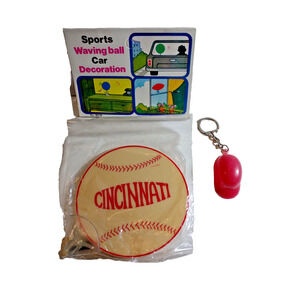 Cincinnati Reds Baseball Waving Ball Car Decoration Plus Plastic Keychain